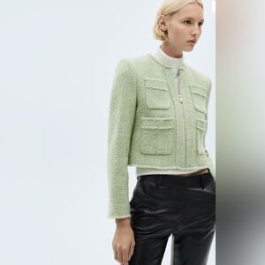 Mango Green Tweed Jacket